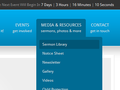 RBC Site Header baptist blue church countdown droid sans header menu rushmere site website