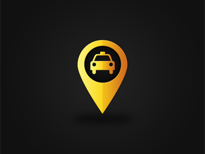 Taxi Company Logo cab location logo map pin pinpoint point taxi yellow