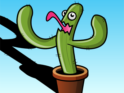 The Screaming Cactus adobe brown cactus cartoon character green illustrator pain pink plant pot screaming splinter the