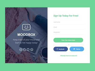 Moodbox Web Sign Up mood mood tracker sign up sign up form web sign up
