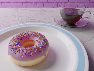 Donut with coffee 3d graphic design