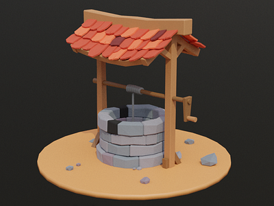 Low Poly Well 3d
