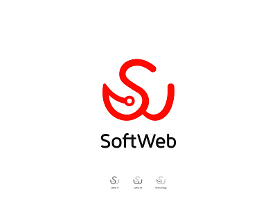 SoftWeb Logo Design abstract brand identity branding creative logo illustration logo logo design minimal minimalist logo s w letter simple softweb logo design