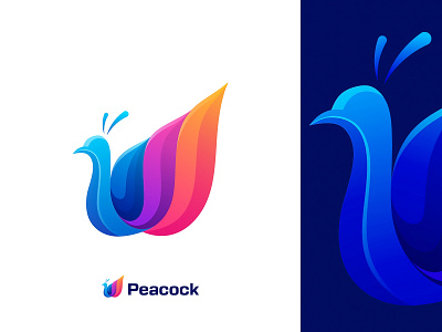 Peacock Logo Design bird branding colourful design gradient graphic design identity illustration logo logo design modern peacock logo