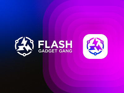 Flash Gadget Gang abstract app brand identity branding electronic gadget logo flash gadget gang illustration logo design modern professional logo technology logo