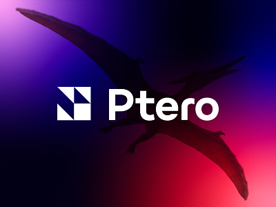 Ptero Dinosaur Logo Design animal logo branding dinosaur logo flat geometric gradient logo logo design logo mark minimal professional logo ptero pterosaur logo simple
