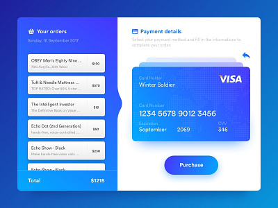 Daily UI :: Day 02 - Credit Card Checkout blue credit card daily purchase shopping ui