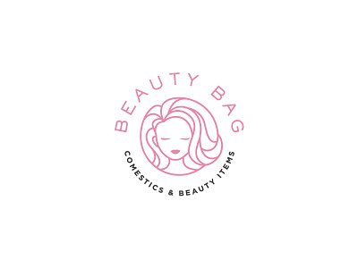 Logo - Beauty Bag bag beauty cosmetic cute design girl illustration items logo outline pink