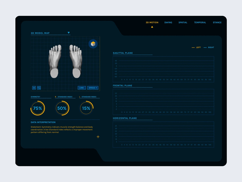 Foot Pressure Measurement bee sight soft dark theme design desktop foot measurement pressure prototype ui uiux ux