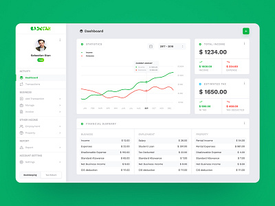 Tax Dashboard UI bee sight soft dashboard design desktop statistic ui uiux ux