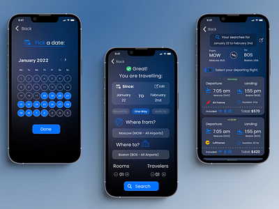 Flight app dark mode app design flight travel ui ux