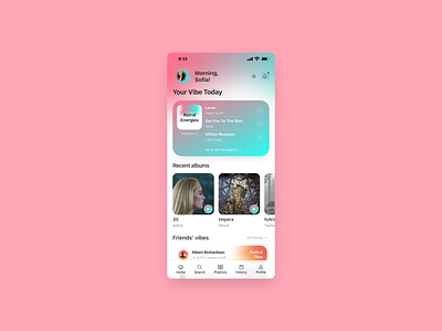 An app that recommends songs based on your daily vibe app branding design design system graphic design illustration interface logo music music app product design songs ui ux vector
