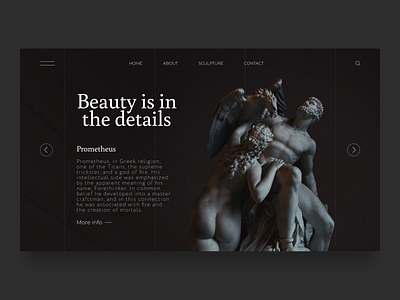 Beauty is in details. UI/UX concept design for museum antique concept dark design museum statue ui web web design