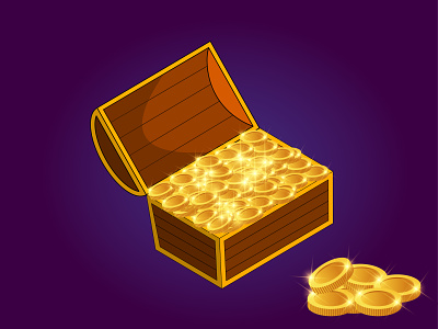 isometric gold chest illustration