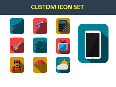 custom flat icons set