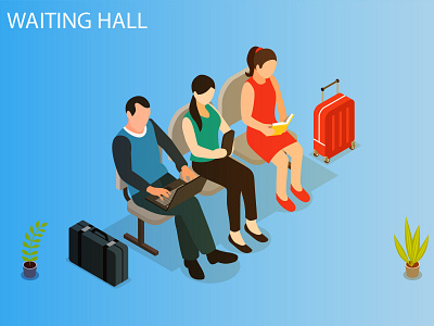 ISOMETRIC WAITING HALL ILLUSTRATIONS