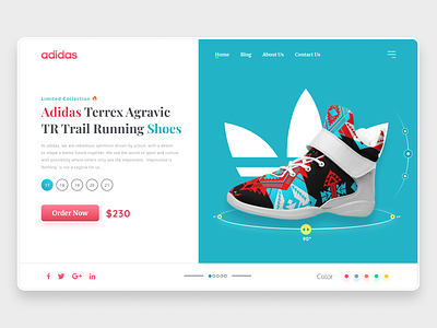 Adidas Shoe Landing Page | Shoe Website Design adidas converse ecommerce fashion kicks landing page design mockup nike puma shoe shoe store shopping ui ux web design