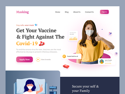 Vaccination - Vaccine landing page website | Covid - 19 Safety corona covid 19 doctor healthcare home page hospital landing page medical medicine minimal pandemic product design typography ui ux vaccine web design