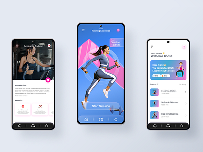 Fitness & Workout Mobile App UI activity design exercise fitness gym health home page illustration landing page minimal mobile app product design sport trainer ui ux web design workout workout app