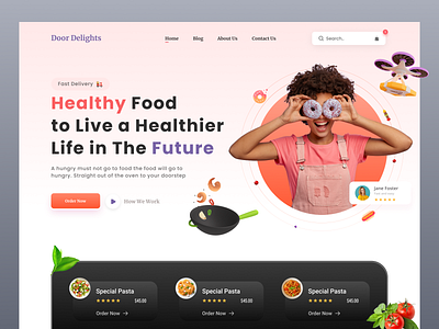 Food Delivery Landing Page burger chef app cooking delivery app food food and drink food delivery food order foodie home page landing page minimal pizza product design restaurant snacks typography ui ux web design