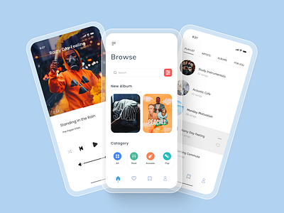 Music Player App Design Concept album album art band clean home page landing page minimal music musician player podcast product design radio spotify typography ui ux web design