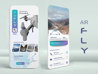 Drone Fly-Zones App concept design digital product drones luxurious pilot ui