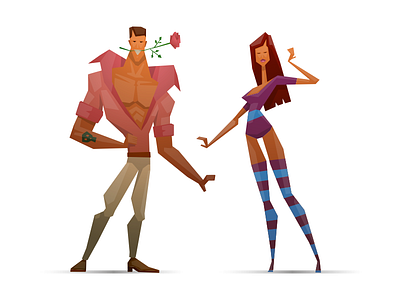 Man And Woman attractive illusration man modern pretty woman