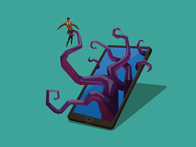 Smartphone Addiction addiction illustration person smartphone tentacles