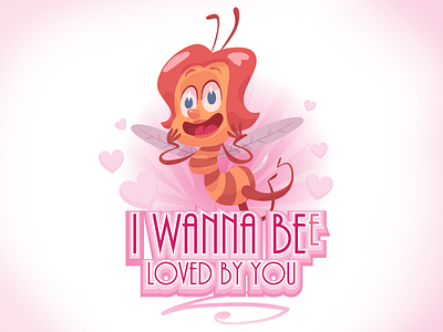 Valentine card bee card female illustrator valentine vector