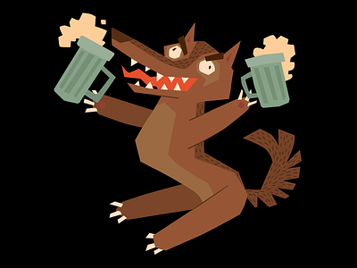 Awesome wolf animal beer illustration vector wolf