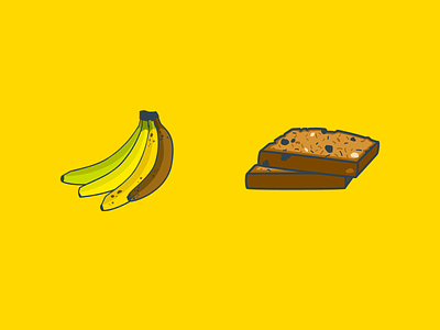 Banana + Bread banana banana bread bananas bread design flat fruit fruit illustration illustration inktober inktober2019 ripe