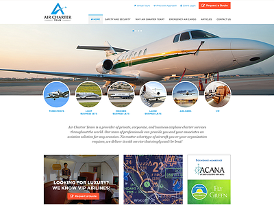 Aircharter Website flat home page travels ui web design website