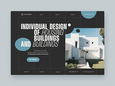 Landing page of Architectural bureau | building architecture building bureau design geometric landing trend typography ui ux web