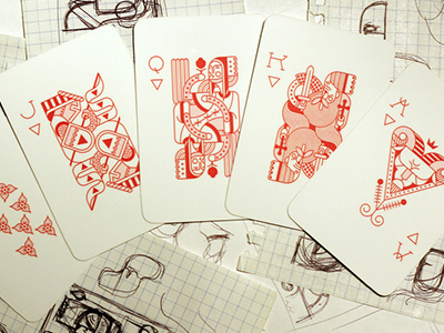 Playing Cards cards character geometric king line playing poker queen red