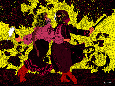 Dramatic dance illustration kiev maidan urain