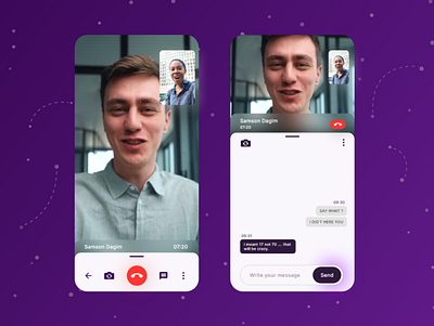 Mobile video chat UI design 3d branding graphic design