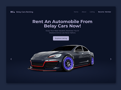 Belay Car Rental UI Design 3d animation graphic design ui