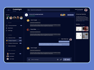 CodeNight Community Dashboard bakiwebdev dashboard design dribble ui ux