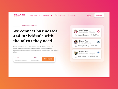 Freelancer Job Landing page ux