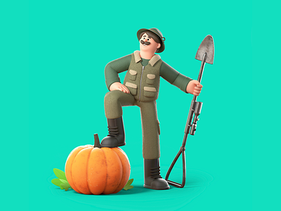 Veggie Hunter 3d 3d character character character design cinema4d hunter illustration riffle vegetables