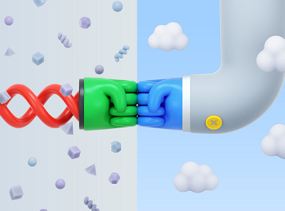 Google Cloud - Fist Bump 3d animation c4d character cinema4d design gif illustration logo ui