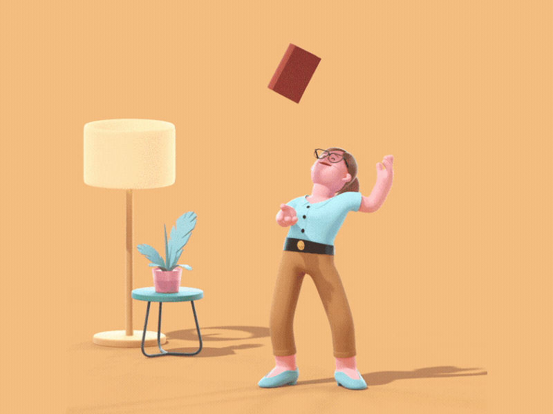 Bookworm 3d animation c4d cgi character cinema4d design fun gif graphic design illustration logo ui