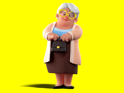 Vet App - Friendly Granny 3d animation branding c4d cgi character cinema4d design fun graphic design illustration ui vector