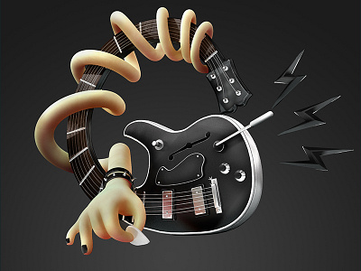 Day 7 of 36 Days of type - G 36daysoftype 3d guitar illustration letter lettering typography