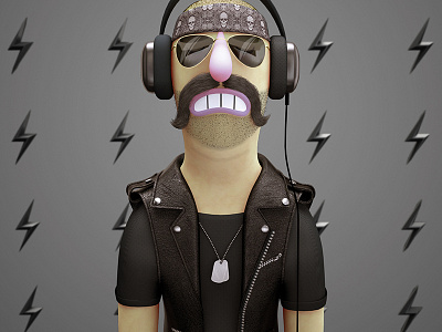 Metalhead - Stereotype 3d biker character design headphones heavy metal illustration rock rockn roll stereotype