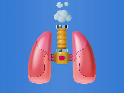 MM&M - Lungs 3d body c4d character cinema4d editorial food illustration lungs