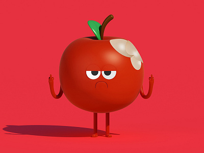 Bad Apple 3d apple c4d character cinema4d eat food fun illustration