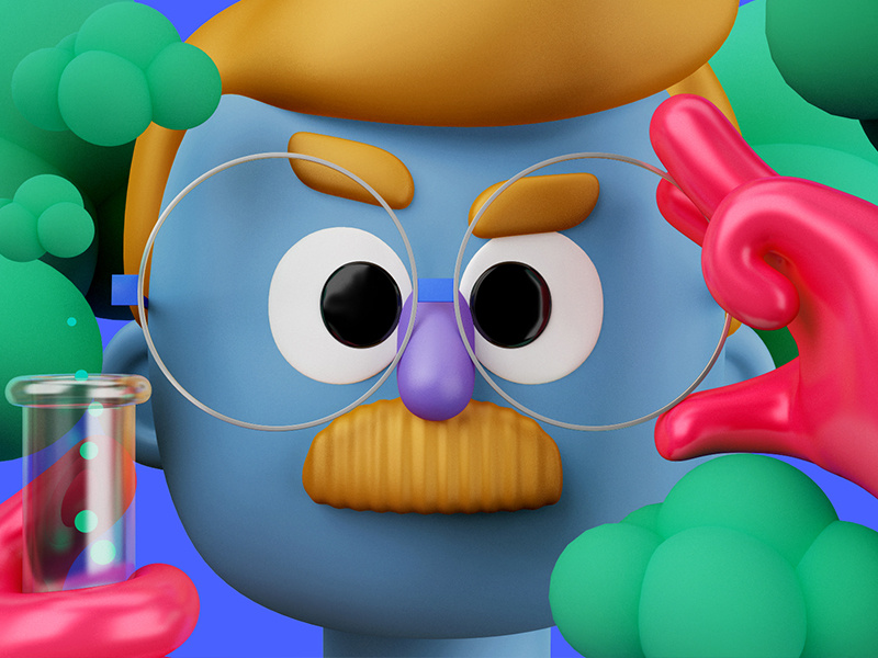 Peekaboo Scientist fun cinema4d c4d 3d illustration character