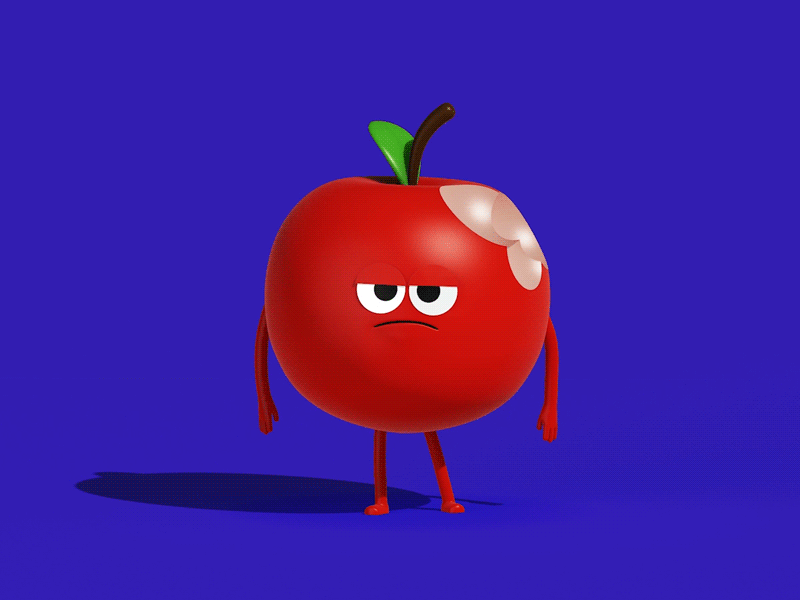 Forbidden Fruit - Bad Apple 3d animation apple c4d cgi character cinema4d food fruit fuckoff gif motion
