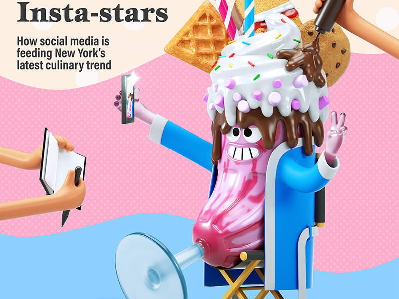 Freakshake Star food celebrity instagram waffle ice cream chocolate drink freakshake milkshake cg 3d character